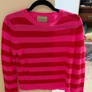 Jumper 1234 Vibrant Pink and Red Striped Sweater